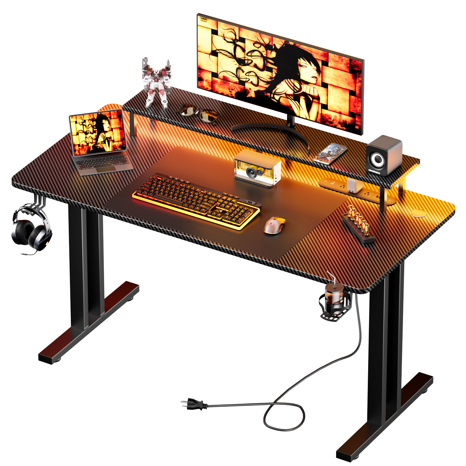 Gaming Accessories Monitor - Gaming Desk with LED Lights &