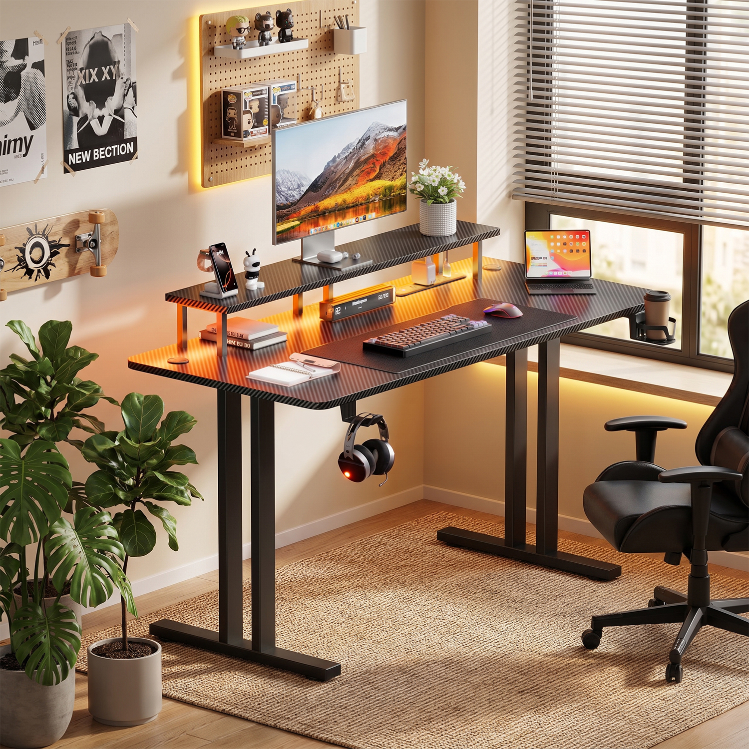 Gaming Desk with LED Lights &  - Gaming Accessories Monitor 리뷰 및 가격