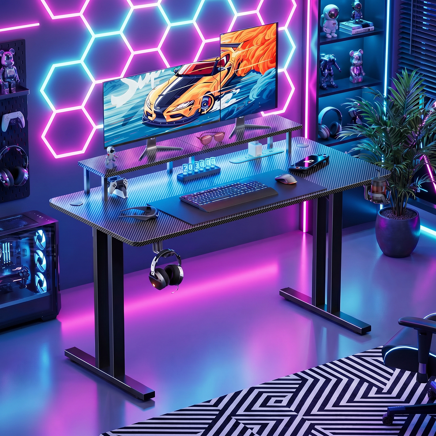 Gaming Desk with LED Lights &  - Gaming Accessories Monitor 리뷰 및 가격