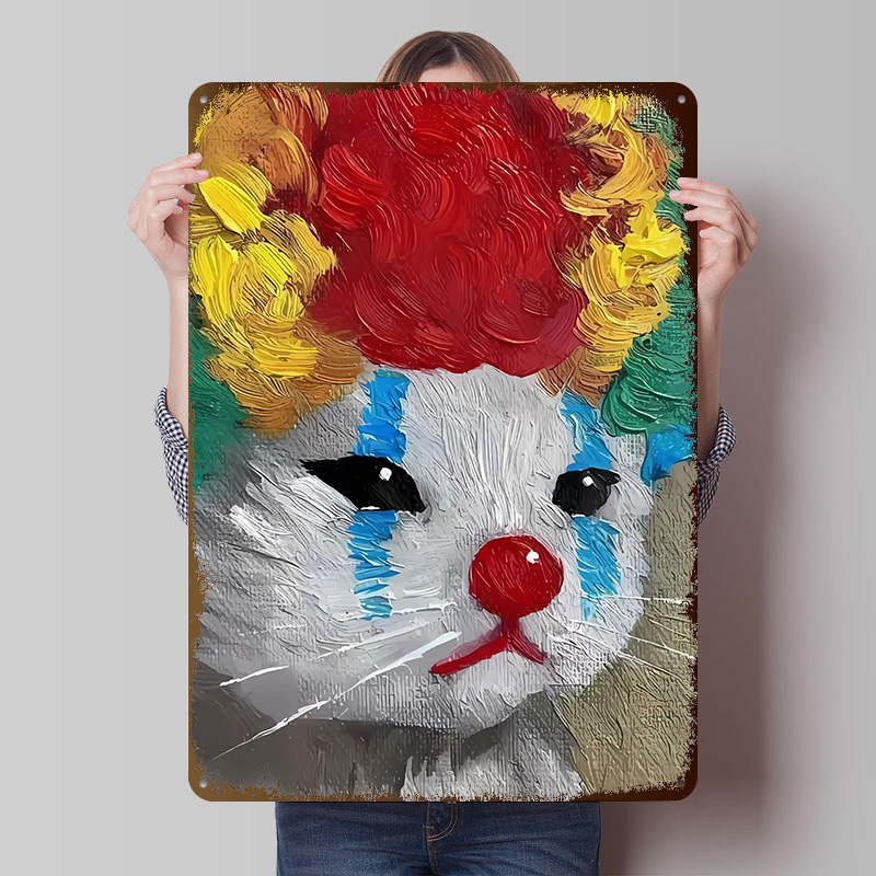 Sad Clown Cat Painting Tinplat - Vintage Gaming Accessories 리뷰 및 가격