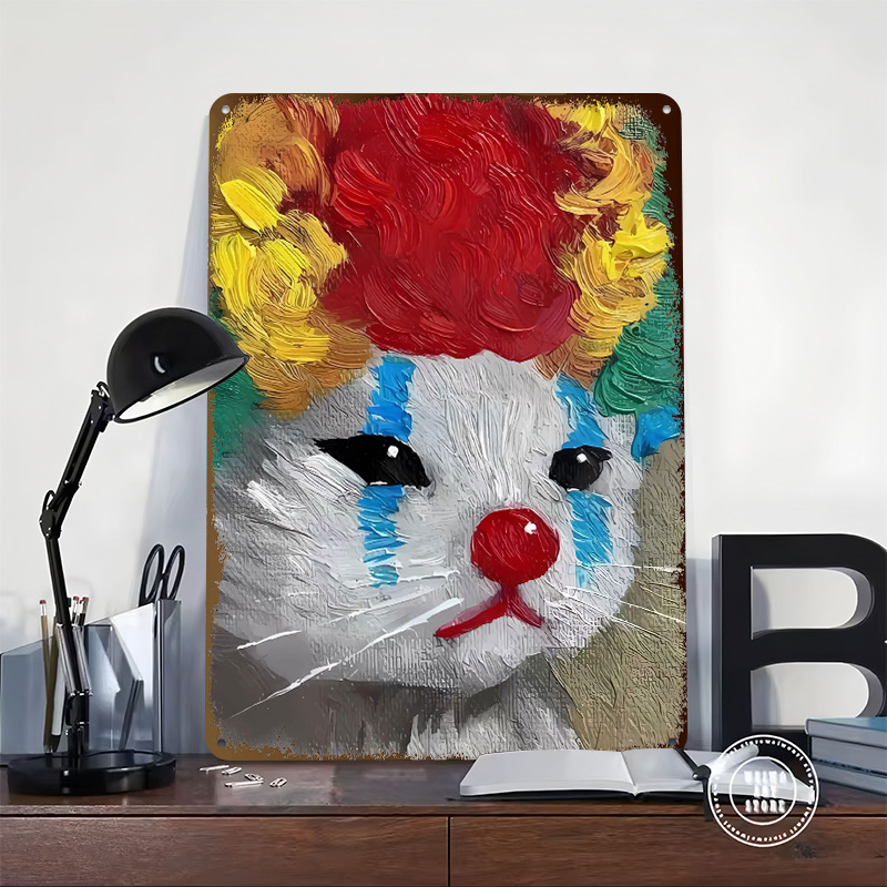 Sad Clown Cat Painting Tinplat - Vintage Gaming Accessories 리뷰 및 가격