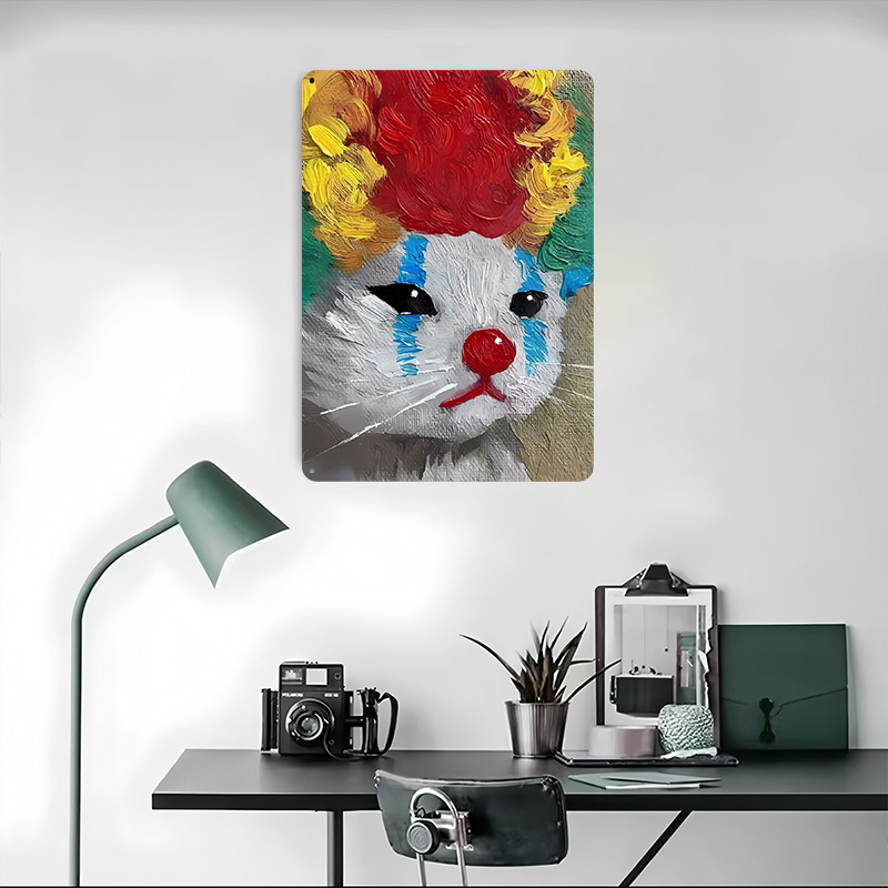 Sad Clown Cat Painting Tinplat - Vintage Gaming Accessories 리뷰 및 가격
