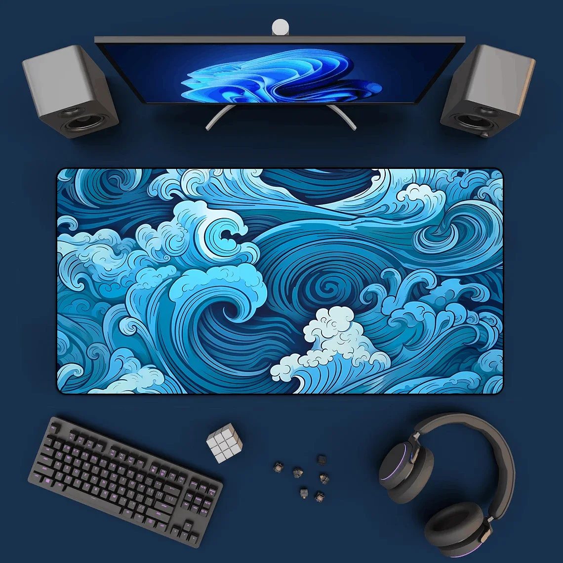 Japanese Blue Waves Mouse Pad  - Gaming Accessories For Your Desk 리뷰 및 가격