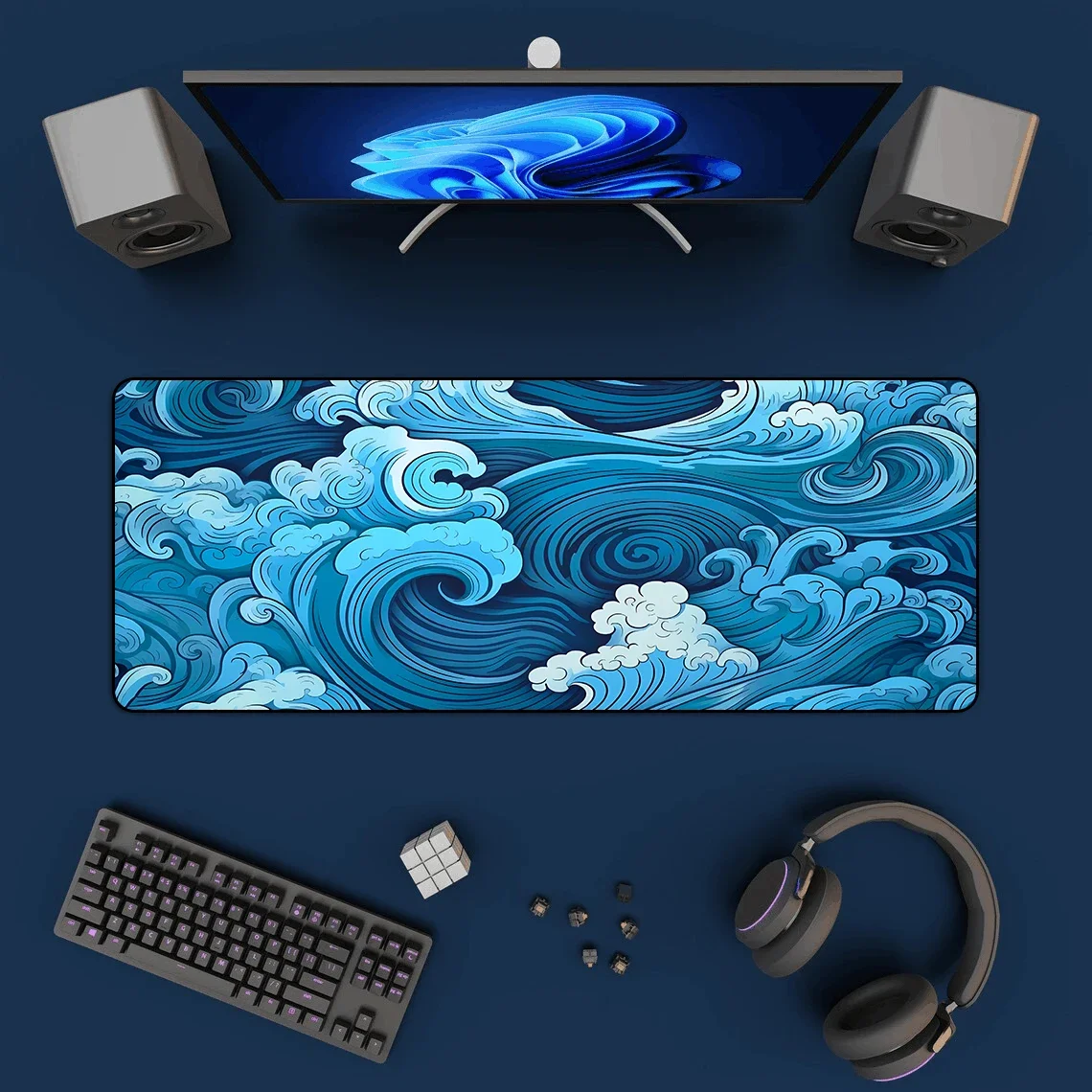 Japanese Blue Waves Mouse Pad  - Gaming Accessories For Your Desk 리뷰 및 가격