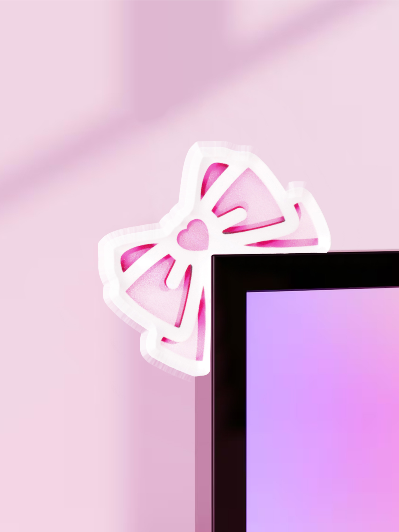 Kawaii Bow Monitor Decor Pink  - Gaming Accessories Monitor 리뷰 및 가격