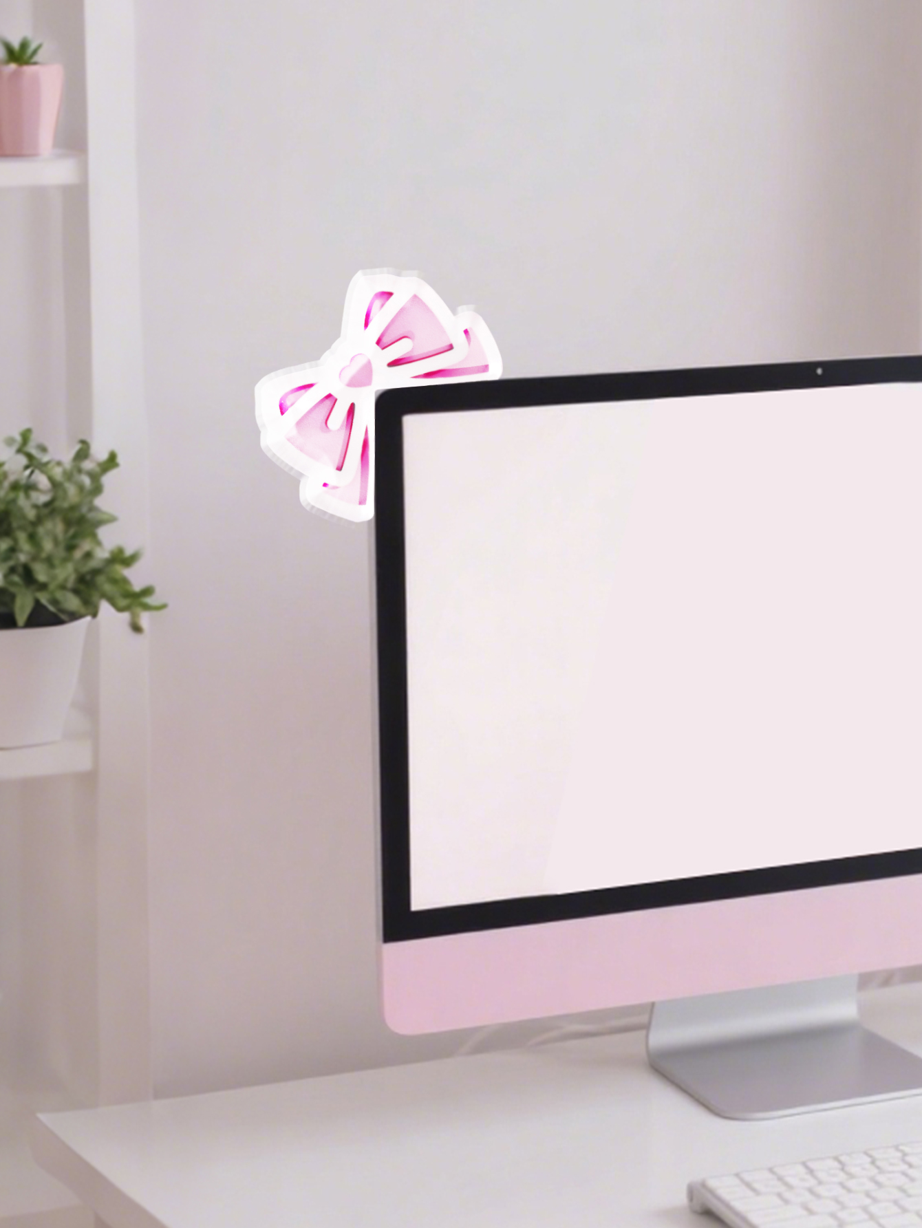 Kawaii Bow Monitor Decor Pink  - Gaming Accessories Monitor 리뷰 및 가격