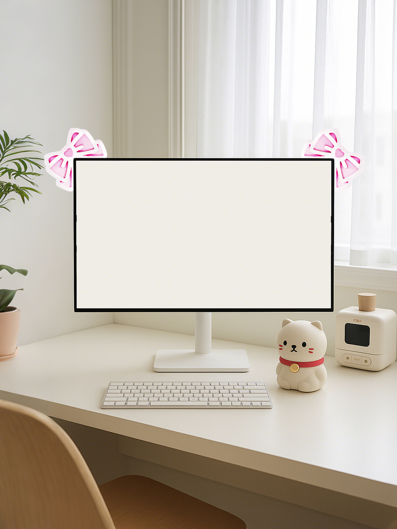 Kawaii Bow Monitor Decor Pink  - Gaming Accessories Monitor 리뷰 및 가격
